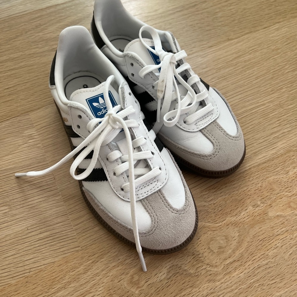 Kids Adidas Sambas White and Black Sneakers